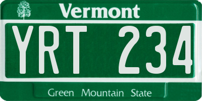 VT license plate YRT234