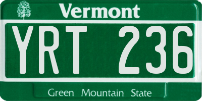 VT license plate YRT236