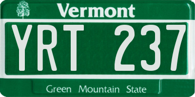 VT license plate YRT237