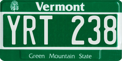 VT license plate YRT238