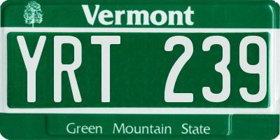 VT license plate YRT239