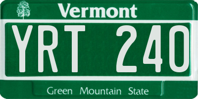 VT license plate YRT240