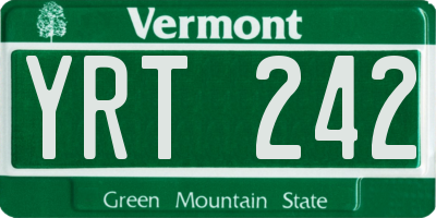 VT license plate YRT242