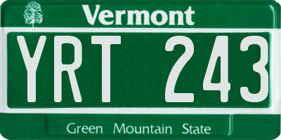 VT license plate YRT243