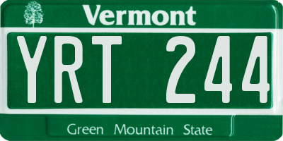 VT license plate YRT244