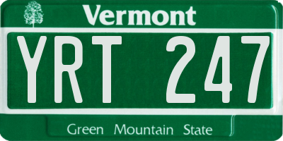 VT license plate YRT247