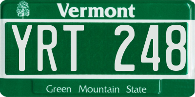 VT license plate YRT248