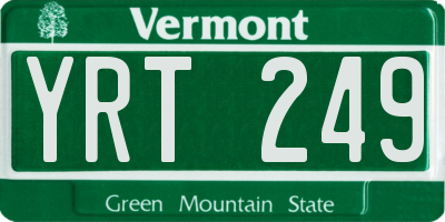 VT license plate YRT249