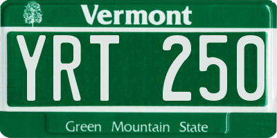 VT license plate YRT250