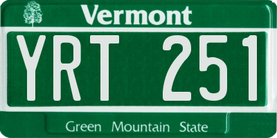 VT license plate YRT251