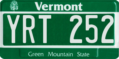 VT license plate YRT252