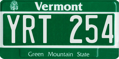 VT license plate YRT254