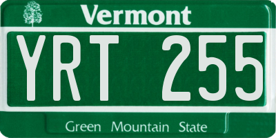 VT license plate YRT255