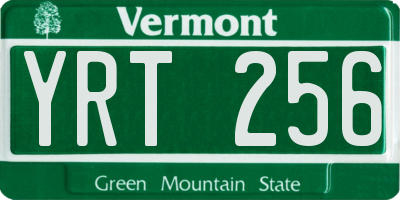 VT license plate YRT256
