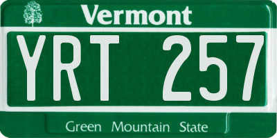 VT license plate YRT257