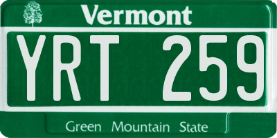 VT license plate YRT259