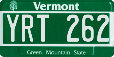 VT license plate YRT262