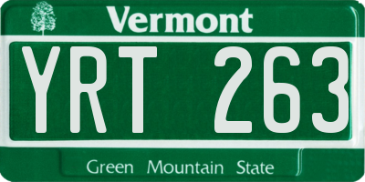 VT license plate YRT263