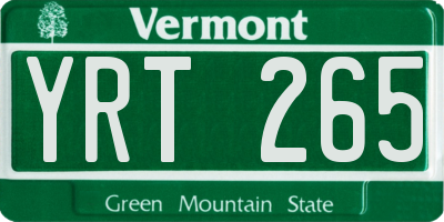 VT license plate YRT265