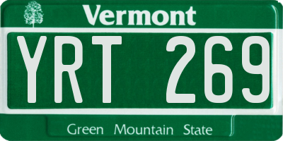 VT license plate YRT269