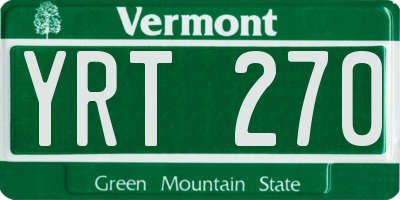 VT license plate YRT270