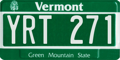 VT license plate YRT271