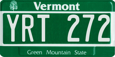 VT license plate YRT272