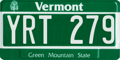 VT license plate YRT279