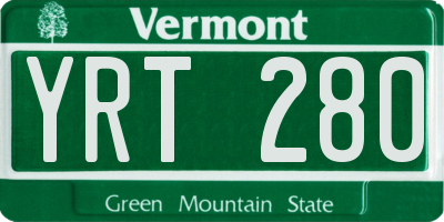 VT license plate YRT280