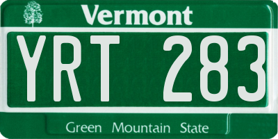 VT license plate YRT283