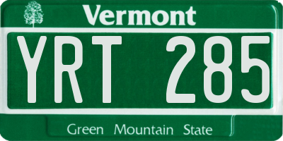VT license plate YRT285