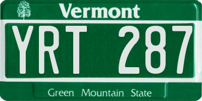 VT license plate YRT287