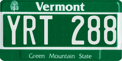 VT license plate YRT288