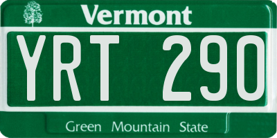 VT license plate YRT290
