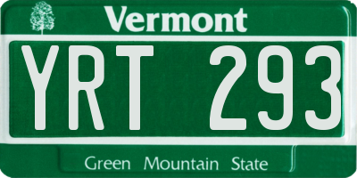 VT license plate YRT293