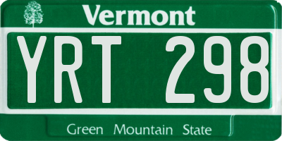 VT license plate YRT298