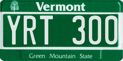 VT license plate YRT300