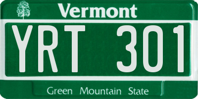 VT license plate YRT301