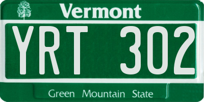 VT license plate YRT302