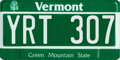 VT license plate YRT307