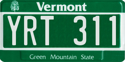 VT license plate YRT311