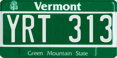VT license plate YRT313
