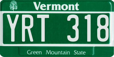 VT license plate YRT318