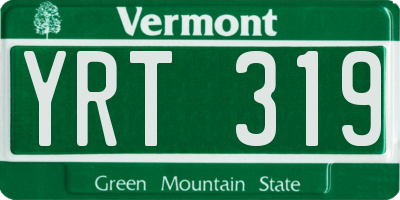 VT license plate YRT319