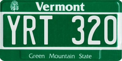 VT license plate YRT320