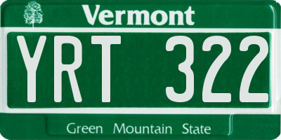 VT license plate YRT322