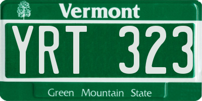 VT license plate YRT323