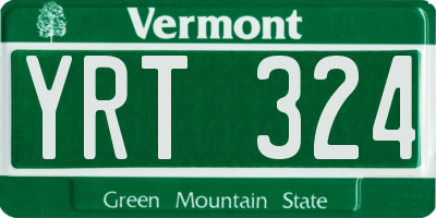VT license plate YRT324