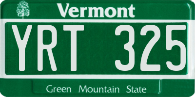 VT license plate YRT325