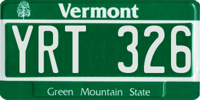 VT license plate YRT326